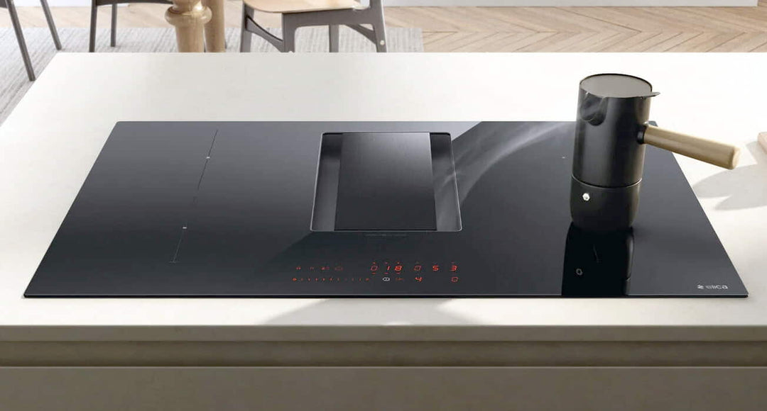 Elica NikolaTesla Alpha 78cm Black Induction Hob with Downdraft Extractor