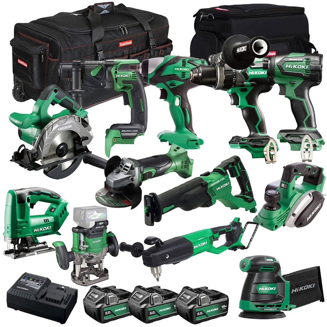 Hikoki 18V 12 Piece Power Tool Combo Kit with 3 x 5.0Ah Battery & Charger T4TKIT-27286
