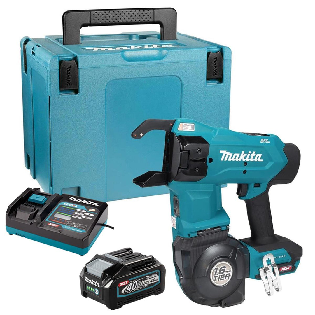 Makita TR001GZ 40V Max XGT Brushless Rebar Tying Tool With 1 x 4.0Ah Battery Charger & Case