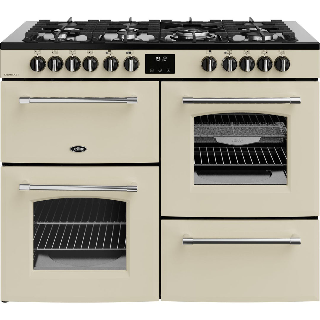 Belling Farmhouse 110DF 110cm wide Dual Fuel Range Cooker with Gas Hob - Cream[444411839_CR]
