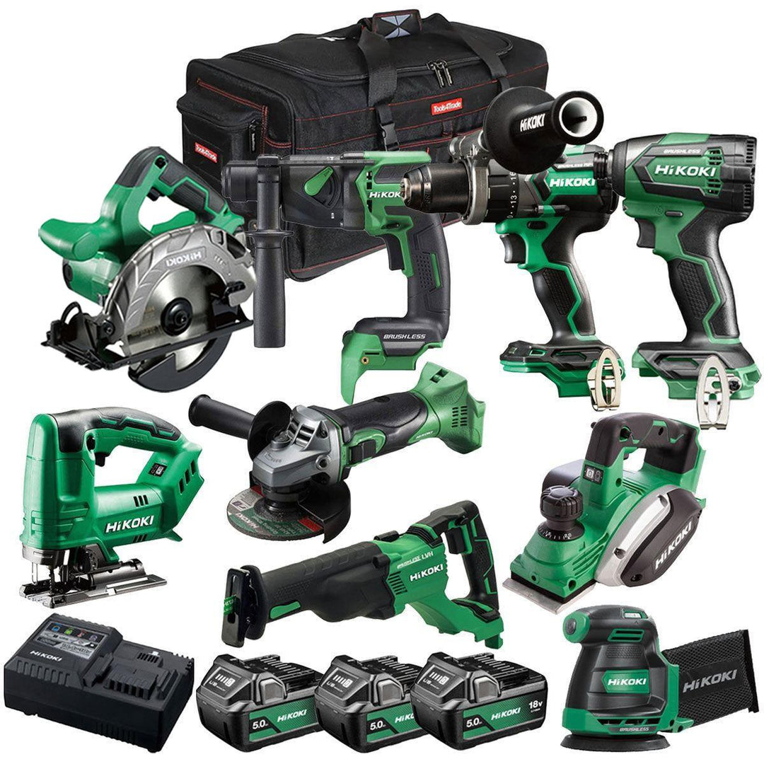 Hikoki 18V 9 Piece Power Tool Combo Kit with 3 x 5.0Ah Battery & Charger T4TKIT-27296