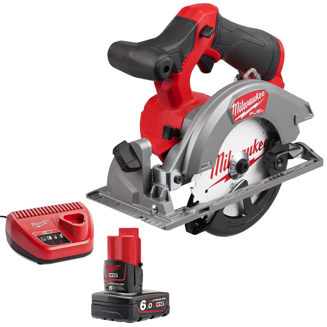 Milwaukee M12FCS442-0 12V Fuel Brushless 140mm Circular Saw with 1 x 6.0Ah Battery &amp; Charger