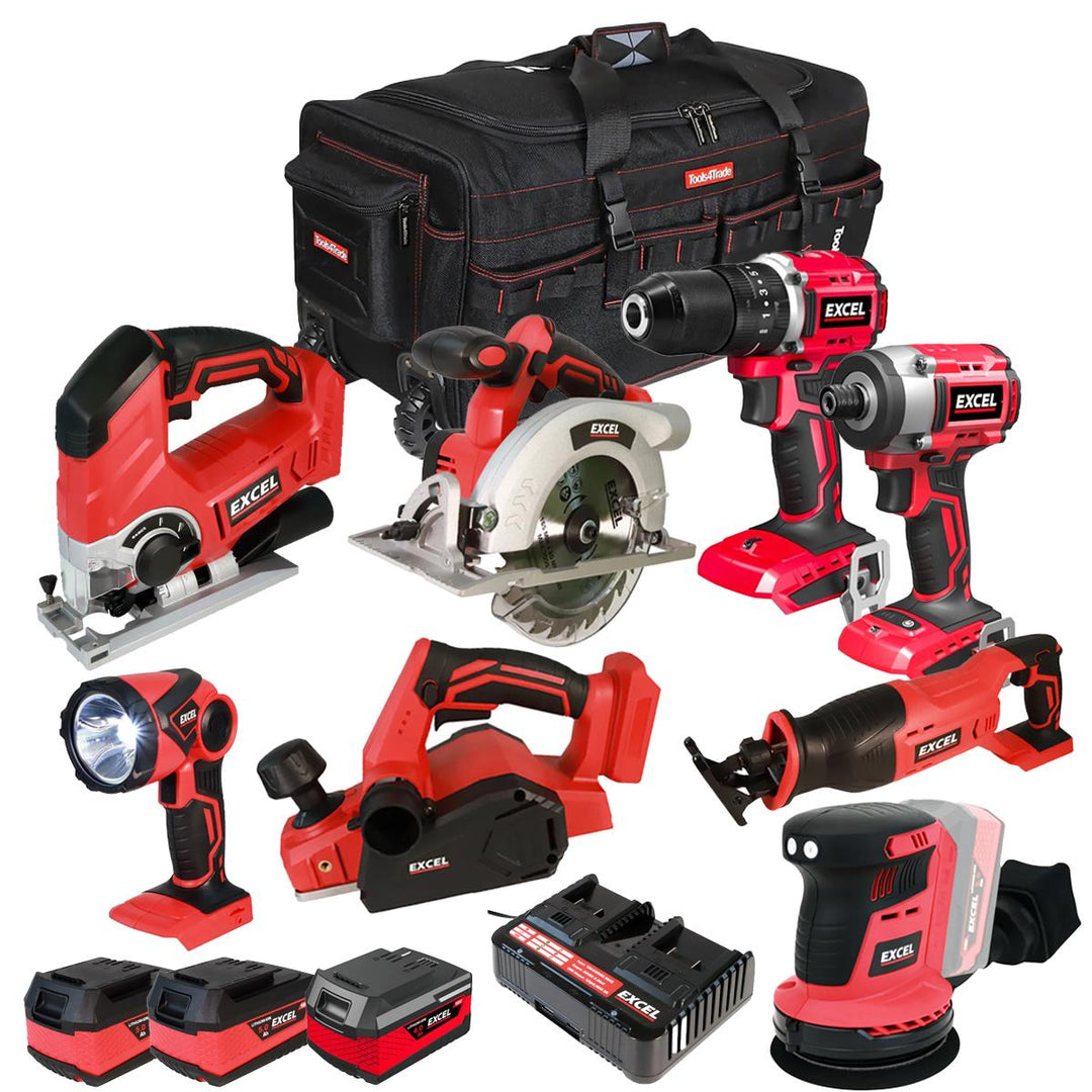 Excel 18V 8 Piece Combo Kit with 3 x Battery & Charger EXLKIT-16291