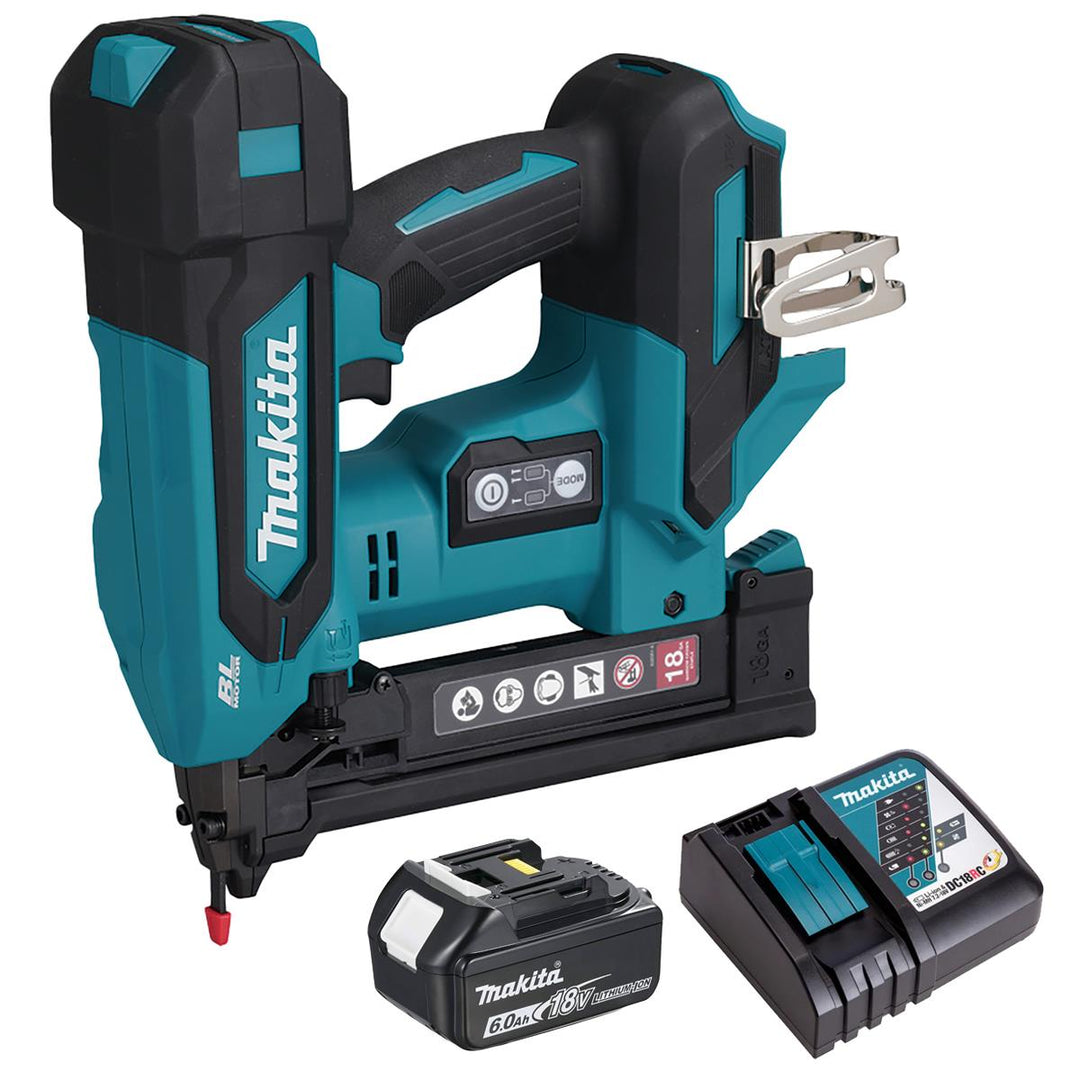Makita DST630Z 18V LXT Brushless 18G Narrow Crown Stapler with 1 x 6.0Ah Battery & Charger