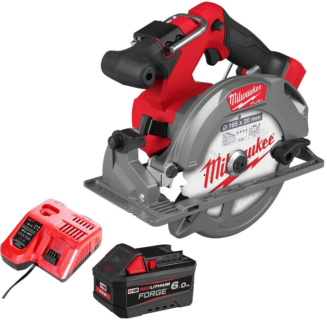 Milwaukee M18FCS552-0 M18 FUEL 18V Brushless 165mm Circular Saw with 1 x 6.0Ah Battery &amp; Charger