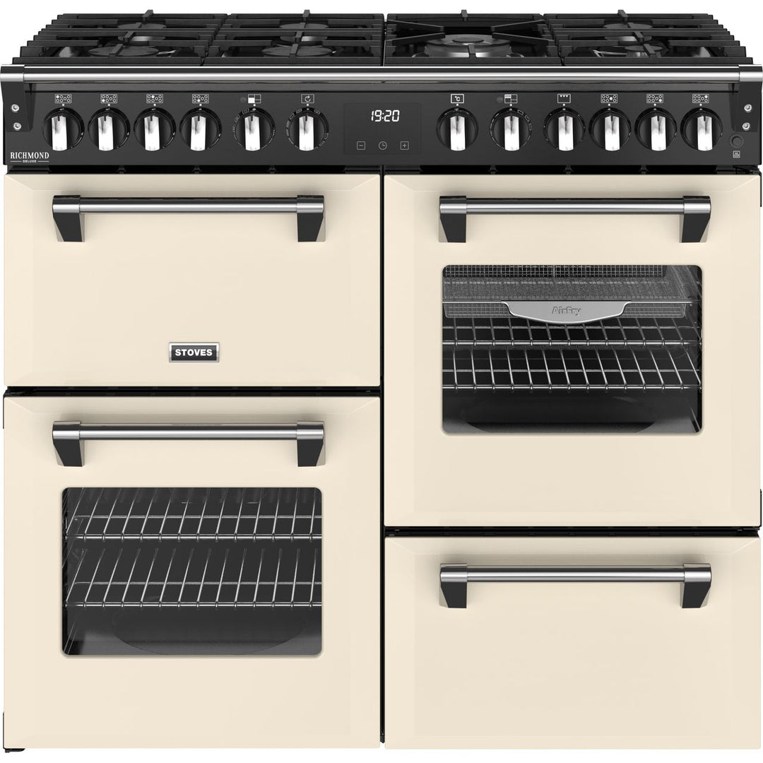 Stoves Richmond Deluxe 100cm wide Dual Fuel Range Cooker with Gas Hob - Cream