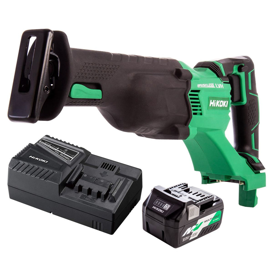Hikoki CR18DBLJ4Z 18V Brushless Reciprocating Saw with 1 x 2.5Ah/5.0Ah Battery & Charger