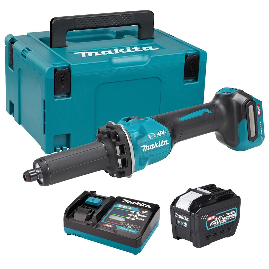 Makita GD001GZ01 40V Max XGT Brushless Die Grinder with 1 x 8.0Ah Battery Charger &amp; Case