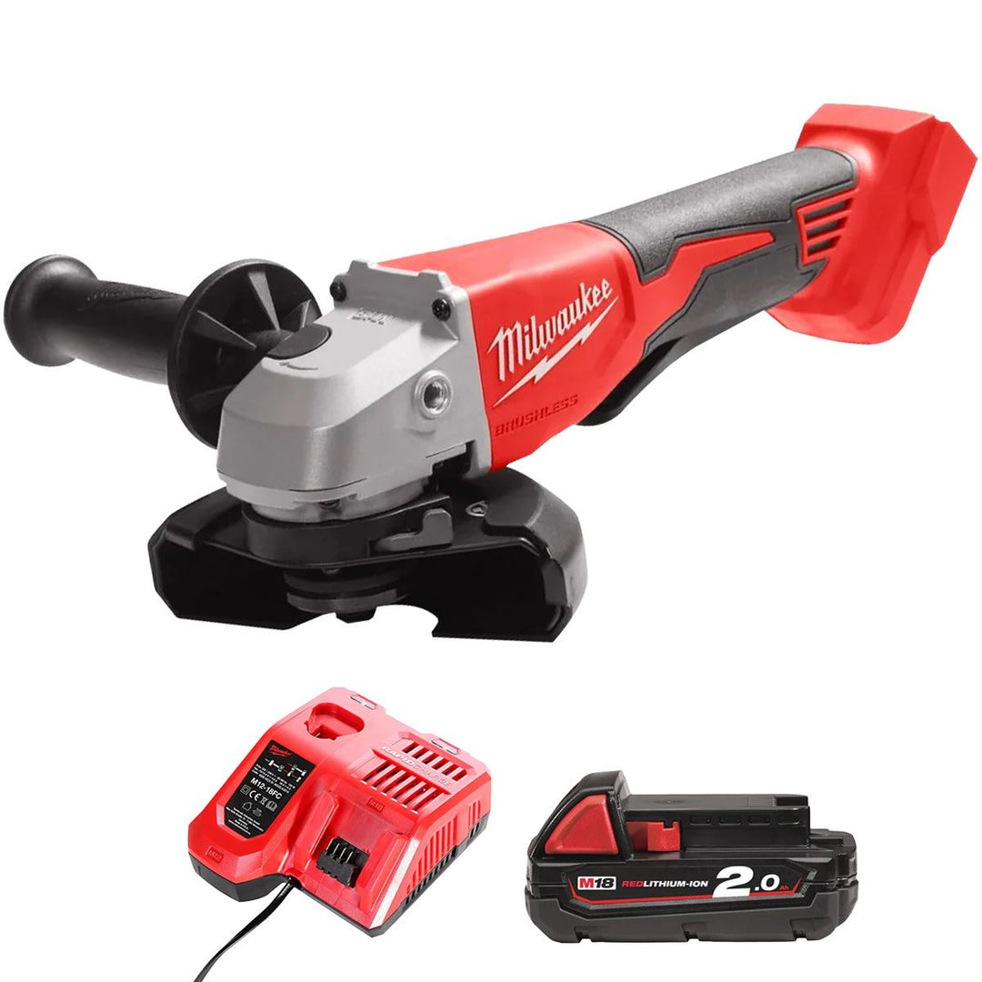 Milwaukee M18BLSAG125XPD-0 18V 125mm Brushless Angle Grinder with 1 x 2.0Ah Battery & Charger