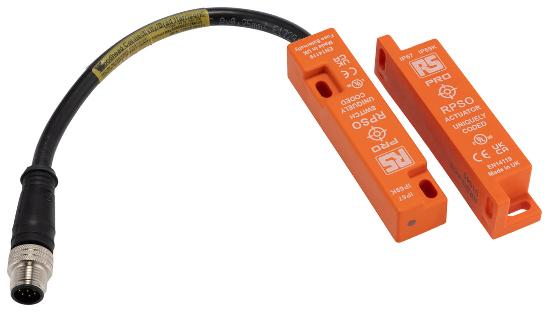 TieDex UK RFID Non-Contact Safety Switch, ABS Plastic Housing, 24V dc, 2 NO/1 NC, M12