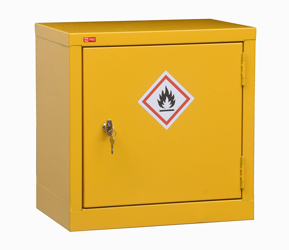 TieDex UK Yellow Steel Lockable 1 Door Flammable Cabinet, 457 mm x 457mm x 305 mm