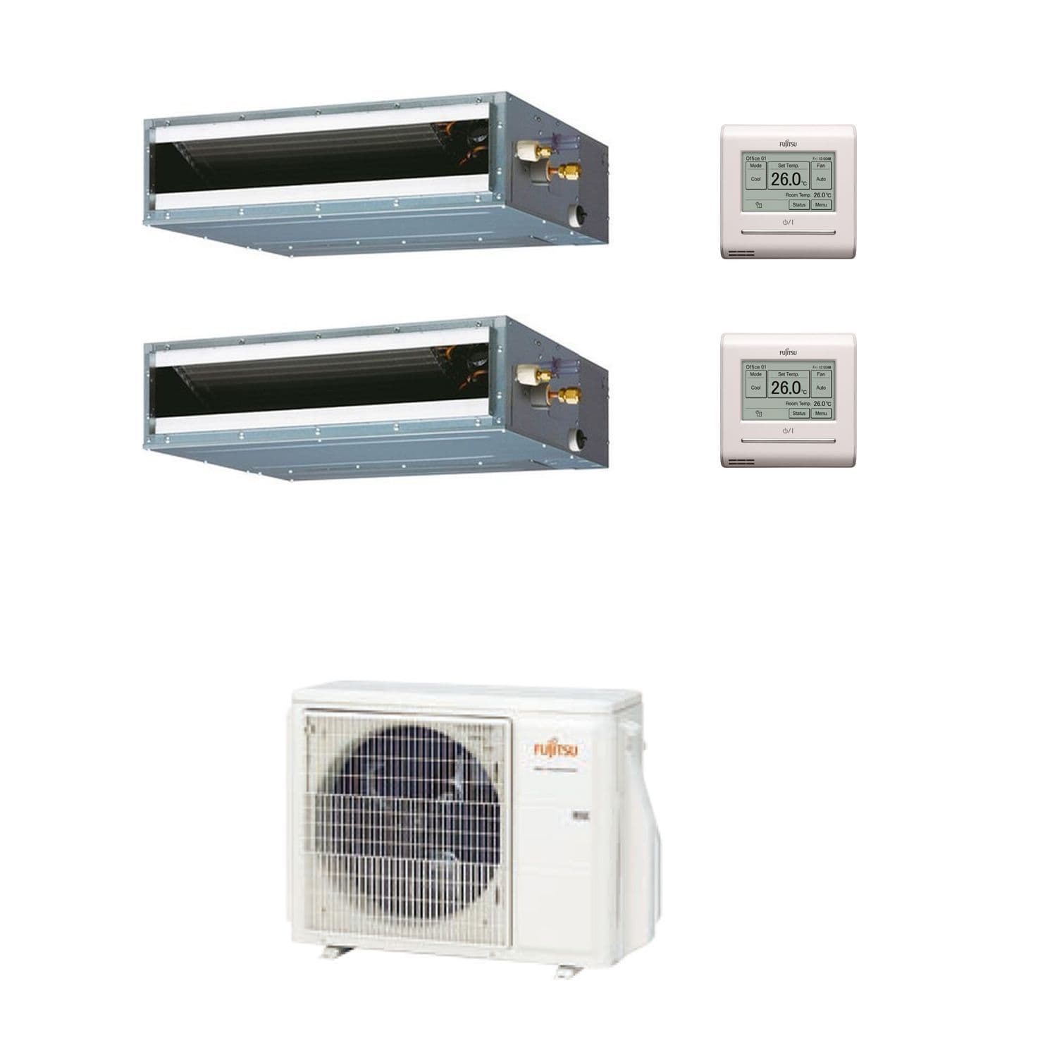 Fujitsu Air Conditioning AOYG18KBTA2 Multi 2 x ARXG12KLLAP 3.5Kw/12000Btu Ducted R32 A++ 240V~50Hz