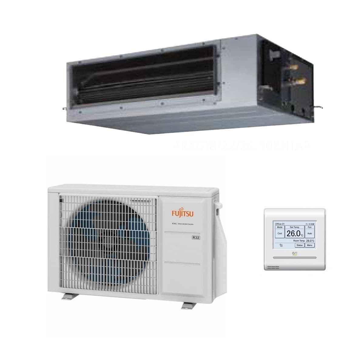 Fujitsu Air conditioning ARXG18KHTAP Concealed Duct Heat Pump Inverter 5Kw/18000Btu R32 A++