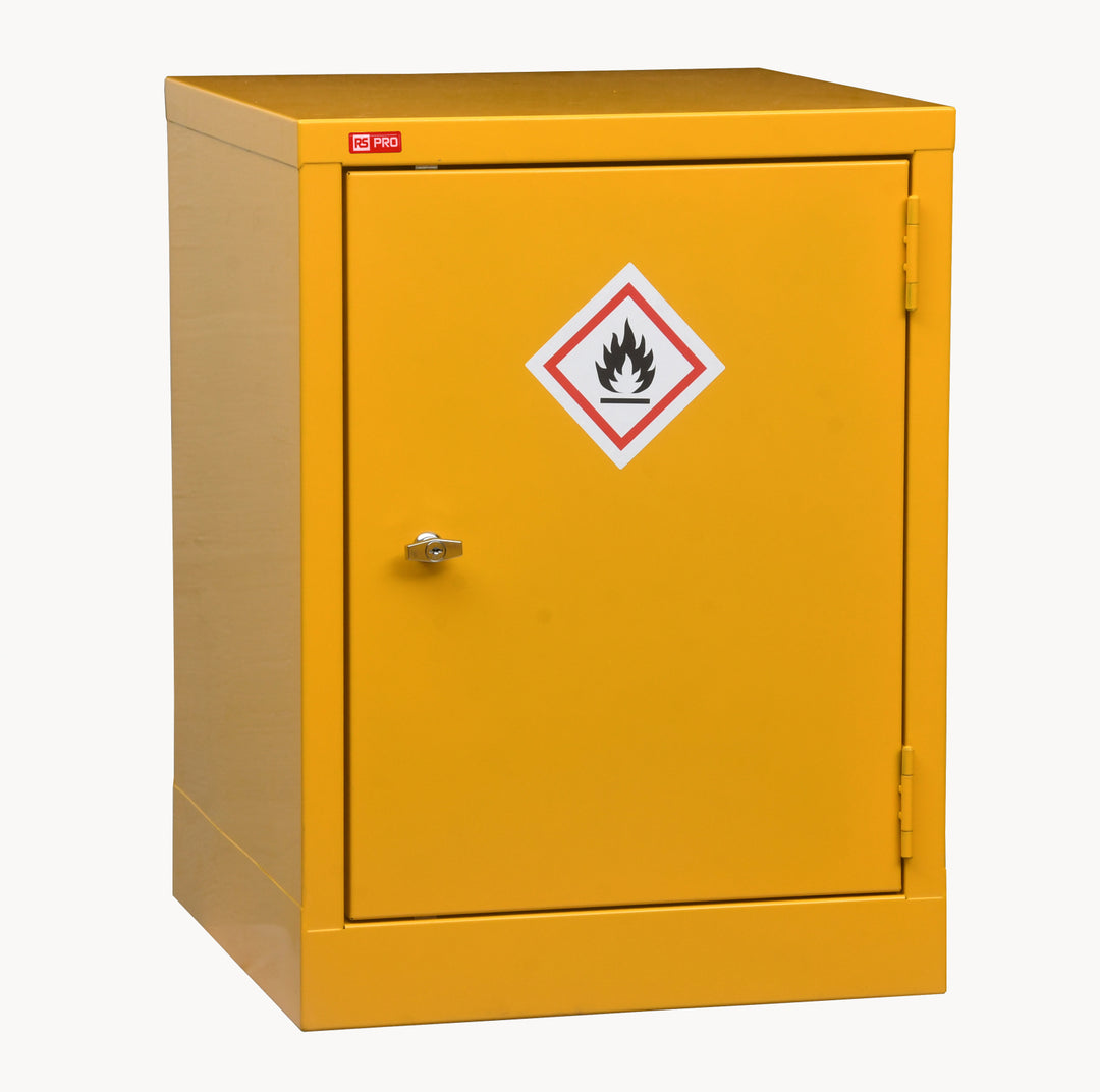 TieDex UK Yellow Steel Lockable 1 Door Flammable Cabinet, 609 mm x 457mm x 457 mm