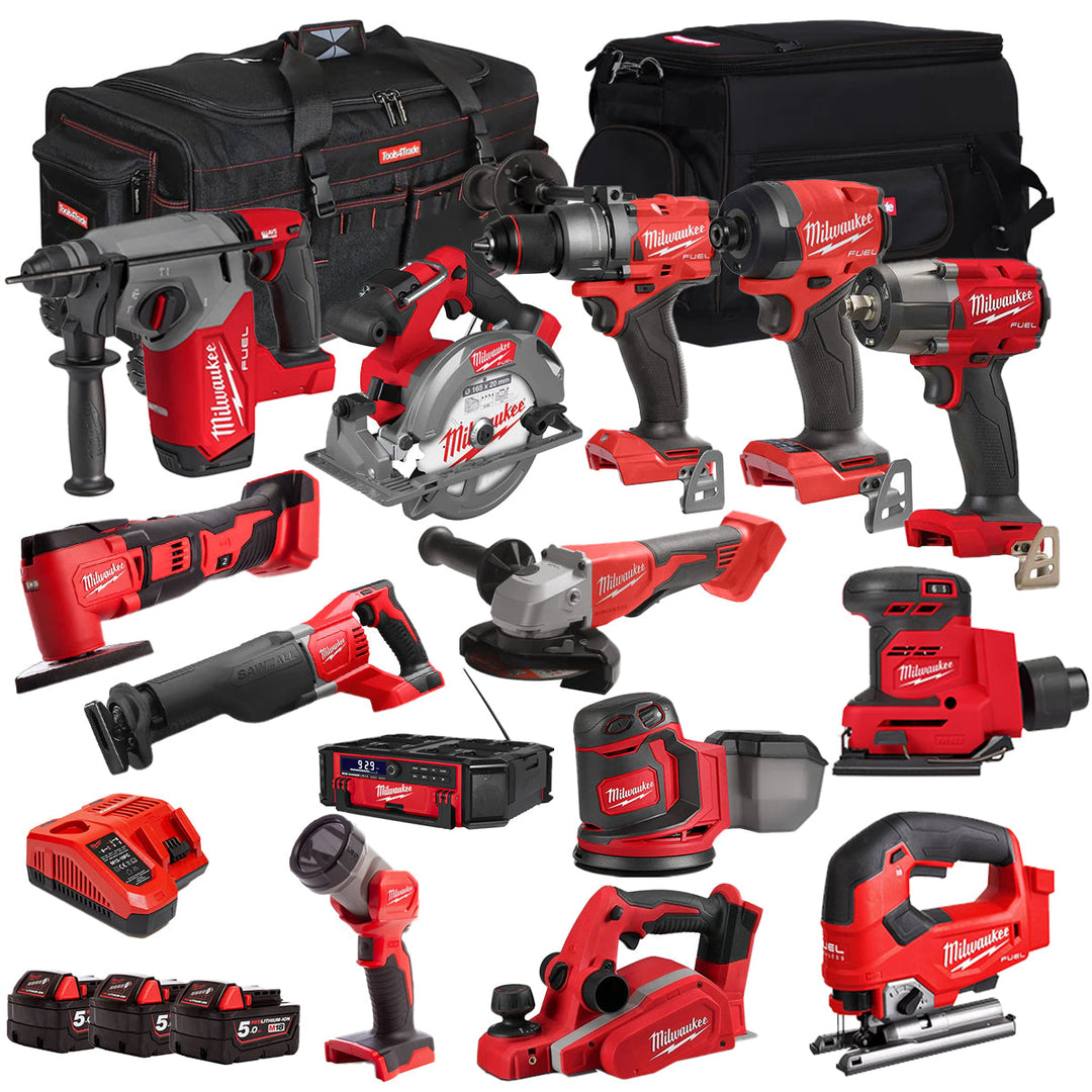 Milwaukee 18V 14 Piece Combo Kit with 3 x 5.0Ah Battery & Charger T4TKIT-32221