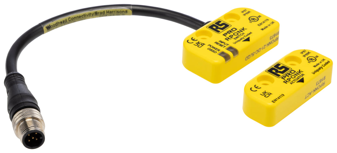 TieDex UK RFID Non-Contact Safety Switch, ABS Plastic Housing, 24V dc, 2 NO/1 NC, M12