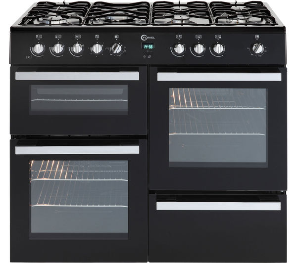 TieDex UK FLAVEL Milano 100 MLN10FRK Dual Fuel Range Cooker - Black & Chrome