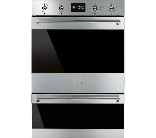 TieDex UK SMEG Classic DOSP6390X Electric Double Pyrolytic Oven - Black & Stainless Steel