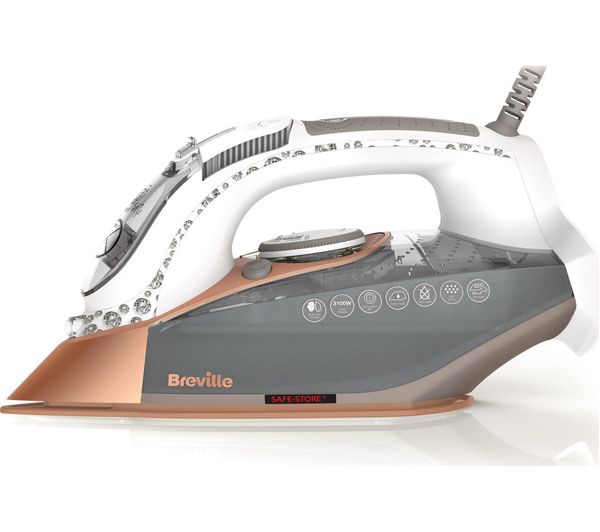 TieDex UK BREVILLE DiamondXpress VIN401 Steam Iron - White & Rose Gold