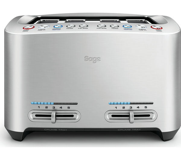 TieDex UK SAGE BTA845UK Smart 4-Slice Toaster - Silver