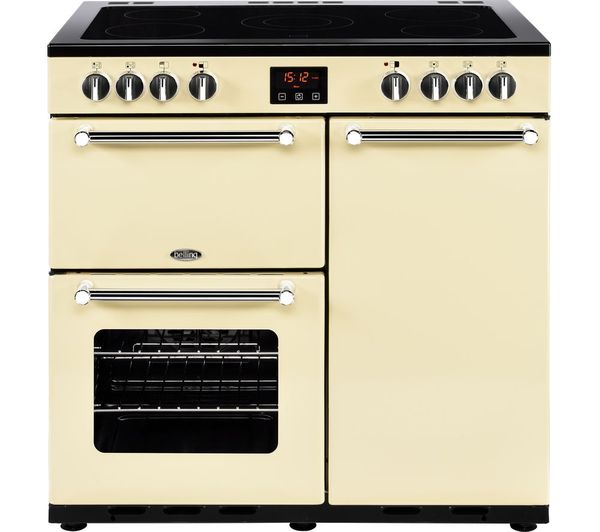 TieDex UK BELLING Kensington 90 cm Electric Ceramic Range Cooker - Cream & Chrome