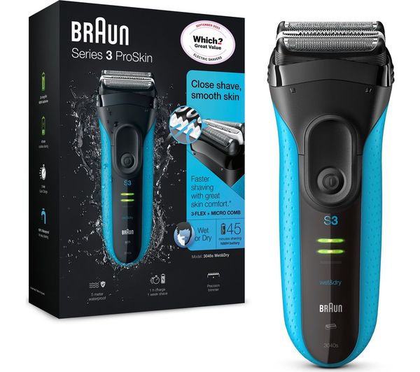 TieDex UK BRAUN Series 3 ProSkin 3040s Wet & Dry Foil Shaver - Black