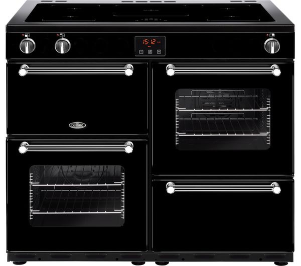 TieDex UK BELLING Kensington 100Ei Electric Induction Range Cooker - Black & Chrome