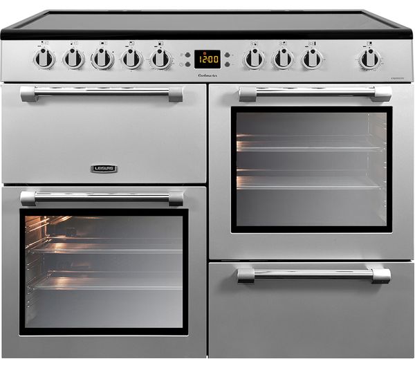 TieDex UK LEISURE Cookmaster CK100C210S Electric Ceramic Range Cooker - Silver & Chrome