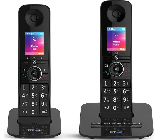 TieDex UK BT Premium 090631 Cordless Phone - Twin Handsets, Black