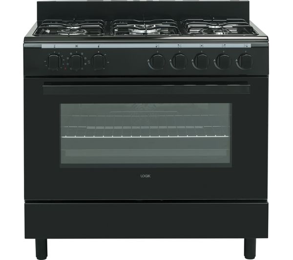 TieDex UK LOGIK LFTG90B18 90 cm Dual Fuel Range Cooker - Black