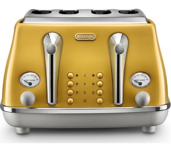 TieDex UK DELONGHI Icona Capitals CTOC4003.Y 4-Slice Toaster - Yellow