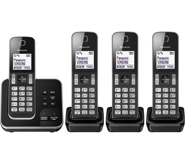 TieDex UK PANASONIC KX-TGD624EB Cordless Phone - Quad Handsets, Black