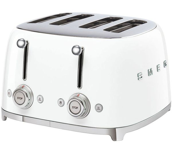 TieDex UK SMEG 50's Retro Style TSF03WHUK 4-Slice Toaster - White