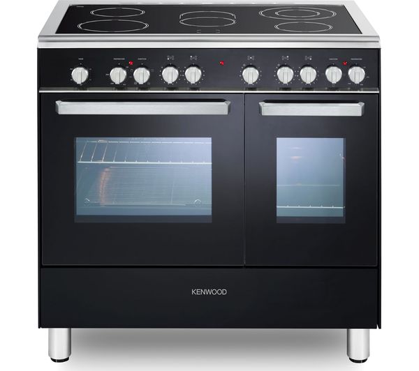 TieDex UK KENWOOD CK418 90 cm Electric Ceramic Range Cooker - Black & Chrome