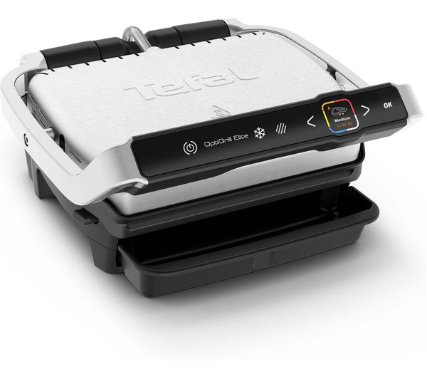 TieDex UK TEFAL Optigrill Elite GC750D40 Smart Health Grill - Silver & Black