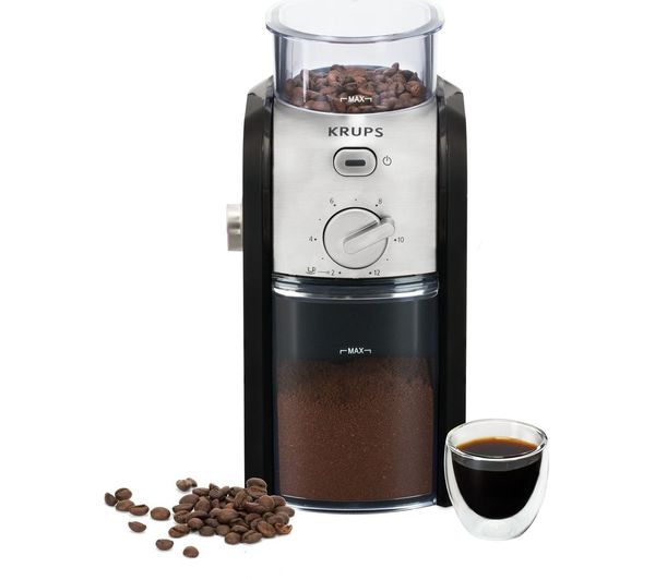 TieDex UK KRUPS Expert Burr GVX23140 Electric Coffee Grinder - Black & Stainless Steel