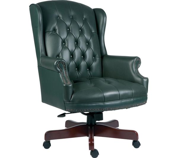 TieDex UK TEKNIK Chairman Bonded-leather Tilting Executive Chair - Green