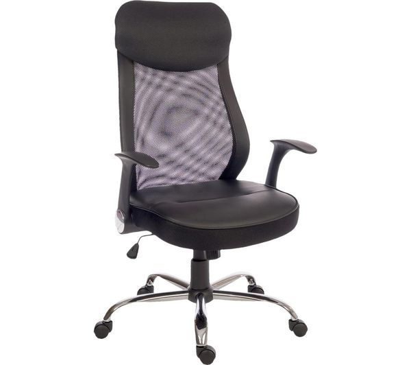 TieDex UK TEKNIK Curve Faux-Leather Tilting Executive Chair - Black