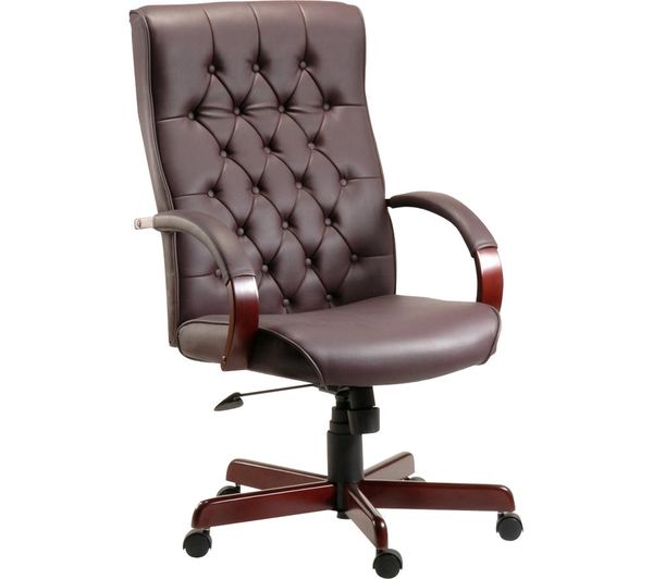 TieDex UK TEKNIK Warwick Bonded-leather Tilting Executive Chair - Burgundy