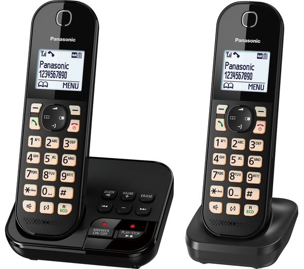 TieDex UK PANASONIC KX-TGC462EB Cordless Phone - Twin Handsets ,Black