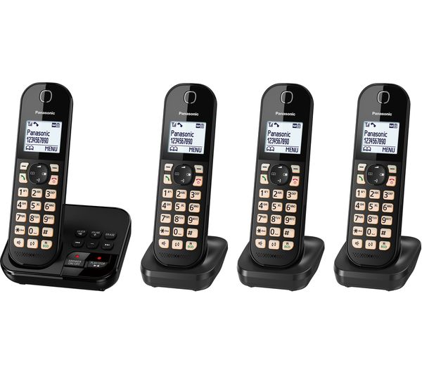 TieDex UK PANASONIC KX-TGC464EB Cordless Phone - Quad Handsets , Black