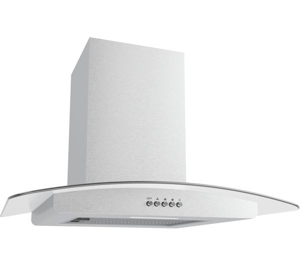 TieDex UK LOGIK L60CHDG21 Chimney Cooker Hood - Stainless Steel & Glass