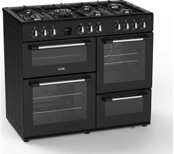 TieDex UK LOGIK LRC100B21 100 cm Dual Fuel Range Cooker - Black