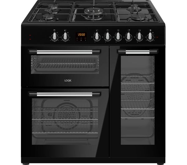 TieDex UK LOGIK LRC90B21 90 cm Dual Fuel Range Cooker - Black