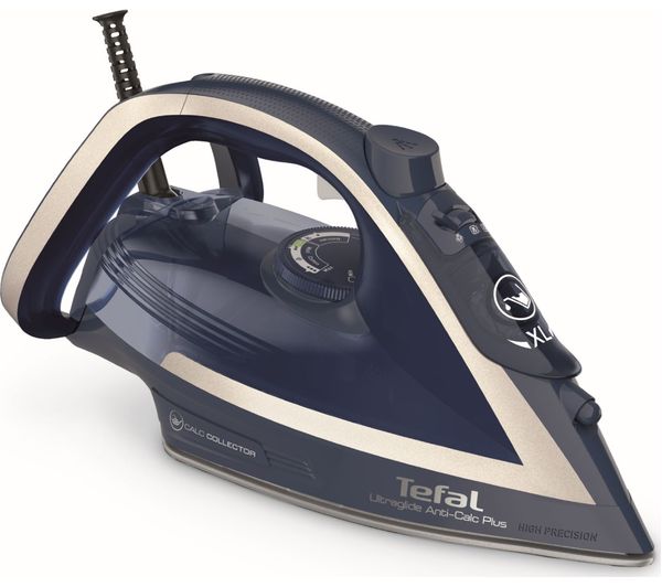 TieDex UK TEFAL Ultraglide Anti-Scale Plus FV5874G0 Steam Iron - Blue & Silver