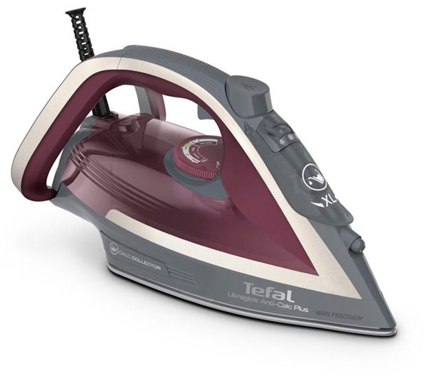 TieDex UK TEFAL Ultraglide Anti-Scale Plus FV5872G0 Steam Iron - Grey & Purple