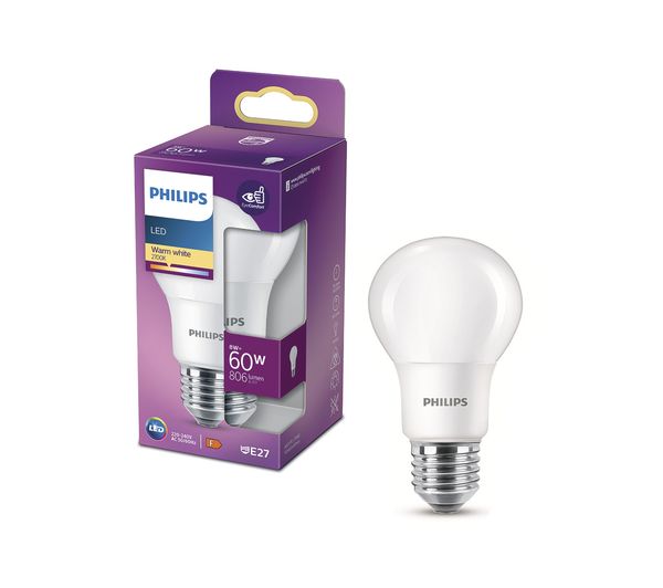 TieDex UK PHILIPS Frosted LED Light Bulb - E27, Warm White