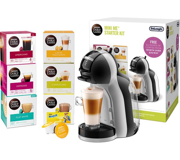 TieDex UK DOLCE GUSTO by De'Longhi EDG155.BG Mini Me Coffee Machine Starter Kit - Grey & Black