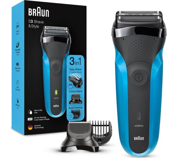 TieDex UK BRAUN Series 3 310BT Wet & Dry Shaver - Blue & Black