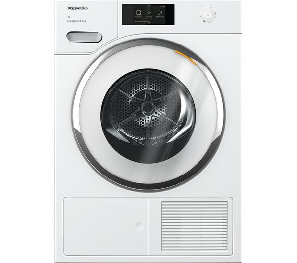 TieDex UK MIELE T1 Eco&Steam TWR780 WP WiFi-enabled 9 kg Heat Pump Tumble Dryer - White